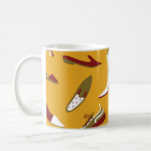 Doodle-Schuhe: Handgezeichnet nahtlos. Kaffeetasse