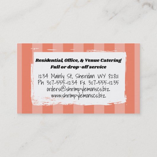 Doodle shrimp seafood chef catering business card visitenkarte (Rückseite)