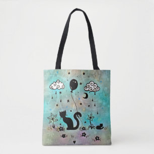 Doodle Silhouette Cat Fantasy Art Molly Harrison Tasche