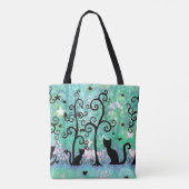Doodle Silhouette Cat Fantasy Art Molly Harrison Tasche (Rückseite)