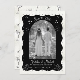 Doodle Sketch Cherub Funky Save the Date Arch Einladung