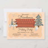 Doodle Sketch Friendsmas Holiday Party Einladung (Vorderseite)