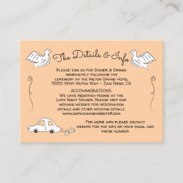 Doodle Sketch Funky birds Wedding Details Visitenkarte