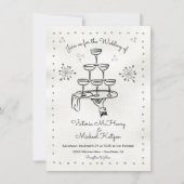 Doodle Sketch Funky Champagne Wedding Einladung (Vorderseite)