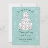 Doodle Sketch Funky Wedding Cake Einladung (Vorderseite)