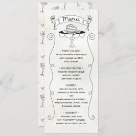 Doodle Sketch Funky Wedding Menu Menükarte
