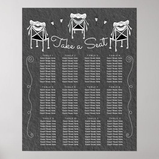 Doodle Sketch handgezeichnete Stühle Sitzplan Poster (Vorne)