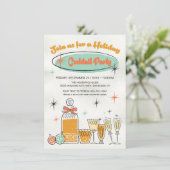 Doodle Sketch Retro Weihnachtscocktail Party Einladung (Stehend Vorderseite)