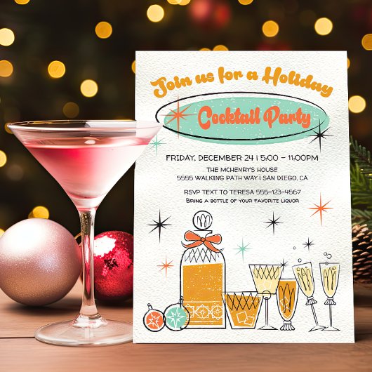 Doodle Sketch Retro Weihnachtscocktail Party Einladung