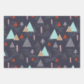 Doodle Sketch Skandi Weihnachtsbaumen Set von 3 Geschenkpapier Set (Vorderseite 3)