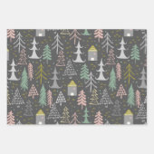 Doodle Sketch Skandi Weihnachtsbaumen Set von 3 Geschenkpapier Set (Vorderseite 2)