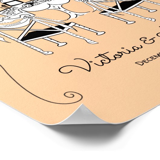 Doodle Sketch Table Chairs Funky Probe Dinner Poster (Ecke)