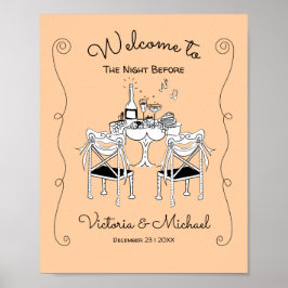 Doodle Sketch Table Chairs Funky Probe Dinner Poster