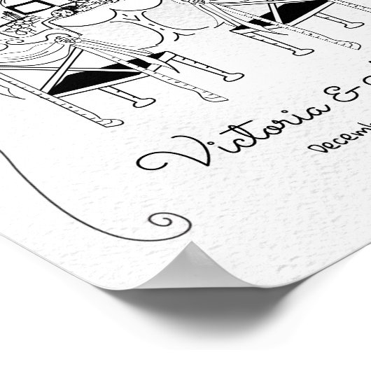 Doodle Sketch Table Chairs Funky Probe Dinner Poster (Ecke)