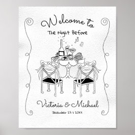 Doodle Sketch Table Chairs Funky Probe Dinner Poster