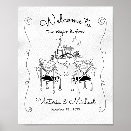 Doodle Sketch Table Chairs Funky Probe Dinner Poster (Vorne)