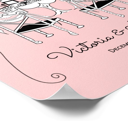 Doodle Sketch Table Chairs Funky Probe Dinner Poster (Ecke)