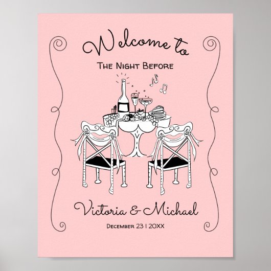 Doodle Sketch Table Chairs Funky Probe Dinner Poster (Vorne)