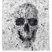 Doodle Skull Duschvorhang (Vorderseite)