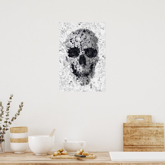 Doodle Skull Poster (Küche)