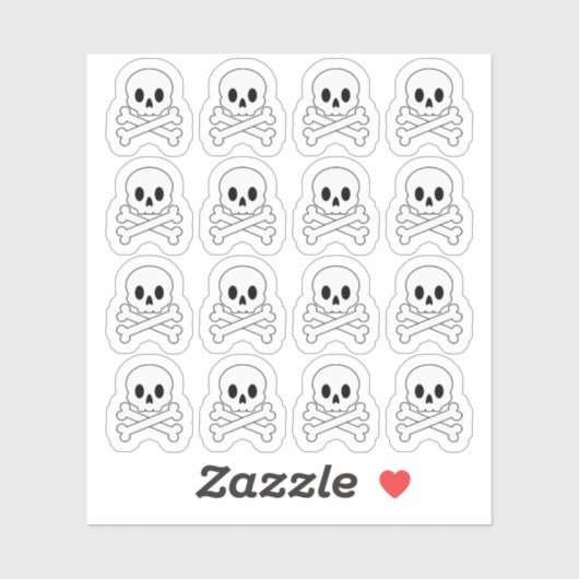 Doodle Skull und Crossbones Halloween Planner Aufkleber (Blatt)