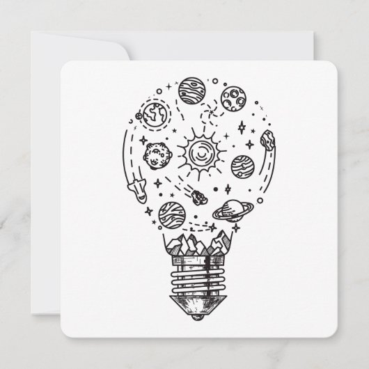 Doodle Solar System in Bulb Einladung (Vorderseite)