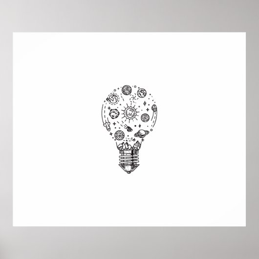 Doodle Solar System in Bulb Poster (Vorne)
