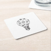 Doodle Solar System in Bulb Rechteckiger Pappuntersetzer (angewinkelt)