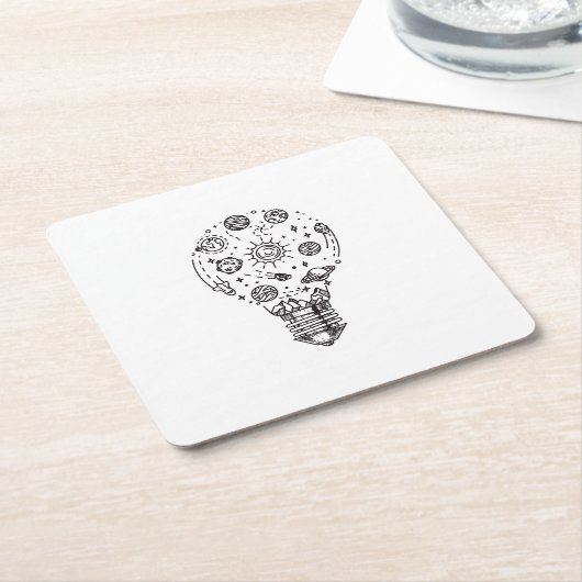 Doodle Solar System in Bulb Rechteckiger Pappuntersetzer (angewinkelt)