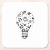 Doodle Solar System in Bulb Rechteckiger Pappuntersetzer (Vorderseite)