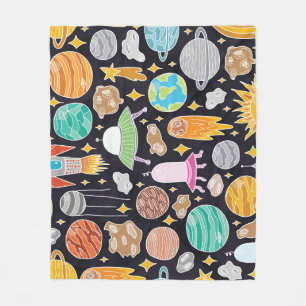 Doodle Space: HandGezeichnet Vintager Kosmos. Fleecedecke