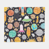 Doodle Space: HandGezeichnet Vintager Kosmos. Fleecedecke (Vorderseite (Horizontal))