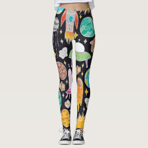 Doodle Space: HandGezeichnet Vintager Kosmos. Leggings