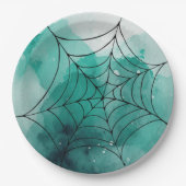 Doodle Spiderweb auf Green Pappteller (Vorderseite)