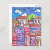 Doodle Stadt. Postkarte (Vorne/Hinten)