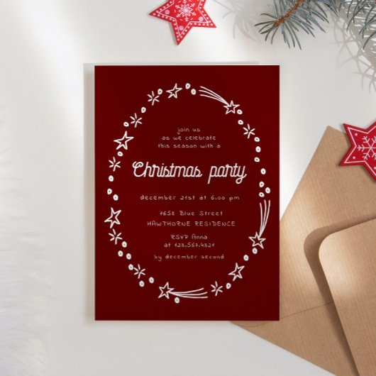 Doodle Stars Illustrationen Weihnachtsfeiertag Par Einladung