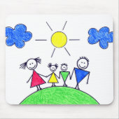 Doodle-Stick-Familie auf der grünen Erde Mousepad (Vorne)