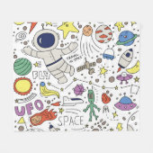 Doodle-Stil, Raum-Thema-Abbildung. Fleecedecke (Vorderseite (Horizontal))