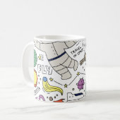 Doodle-Stil, Raum-Thema-Abbildung. Kaffeetasse (Vorderseite Links)