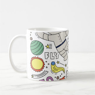 Doodle-Stil, Raum-Thema-Abbildung. Kaffeetasse