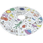 Doodle-Stil, Raum-Thema-Abbildung. Polyester Weihnachtsbaumdecke (Schrägansicht)