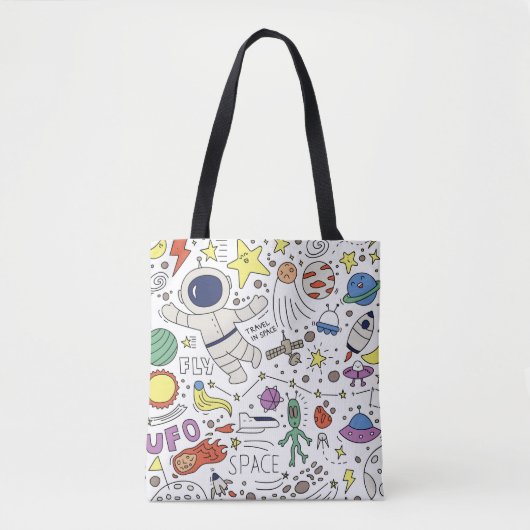 Doodle-Stil, Raum-Thema-Abbildung. Tasche (Vorderseite)
