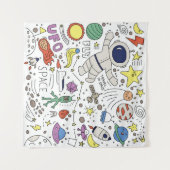 Doodle-Stil, Raum-Thema-Abbildung. Wandteppich (Vorderseite (Horizontal))
