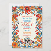 💀 Doodle style Día de Muertos Party Einladung (Vorderseite)