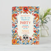 💀 Doodle style Día de Muertos Party Einladung (Stehend Vorderseite)