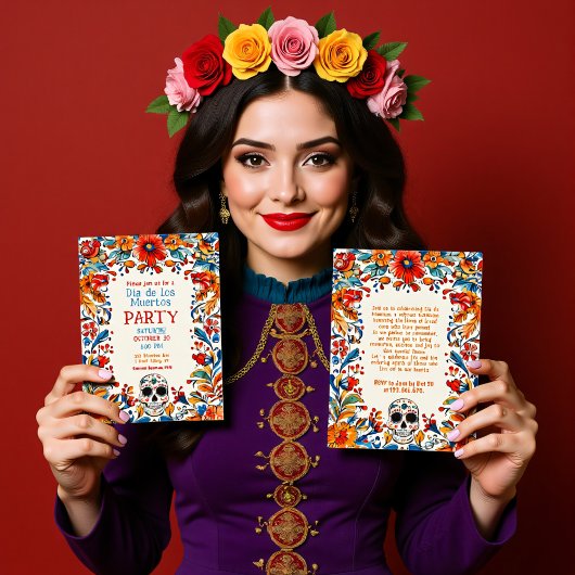 💀 Doodle style Día de Muertos Party Einladung
