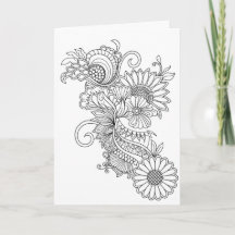 Doodle Style Floral Farbe Ihre eigene Karte