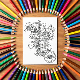 Doodle Style Floral Farbe Ihre eigene Karte