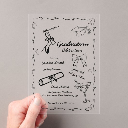 Doodle Style Handgezeichneter Abschluss Acryleinladungen (Insitu (Handheld))