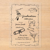 Doodle Style Handgezeichneter Abschluss Acryleinladungen (Vorderseite)